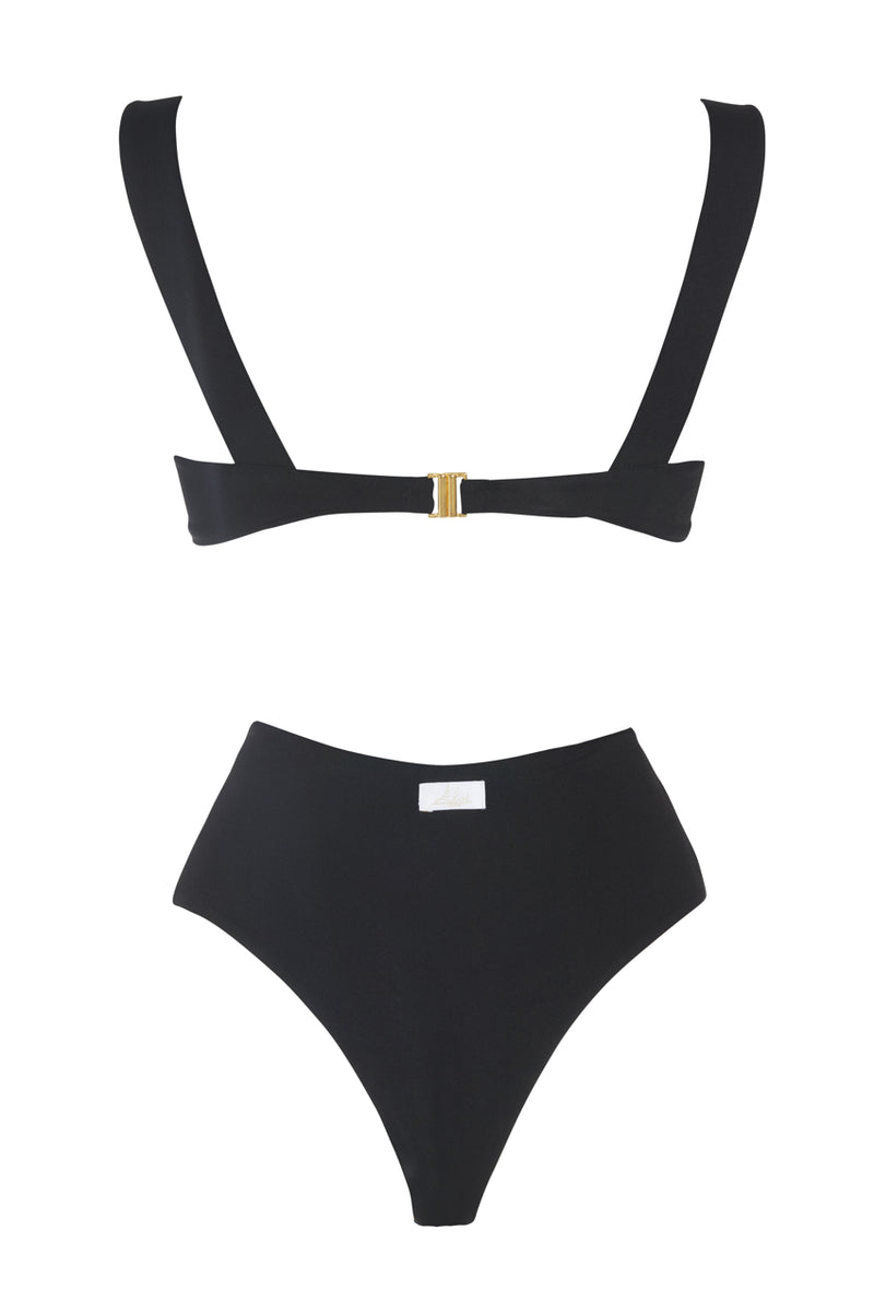 Bikini a vita alta nero retro