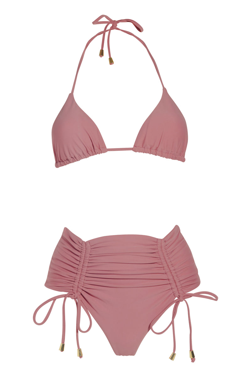 Bikini a vita alta color cipria